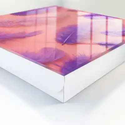 Paarse veren op een roze achtergrond