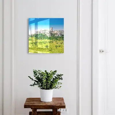 Stenen kasteel met een blauwe lucht