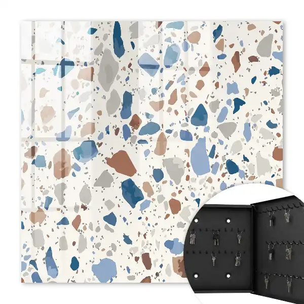 Mozaïek van steen met blauwe accenten