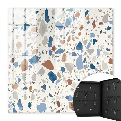 Mozaïek van steen met blauwe accenten
