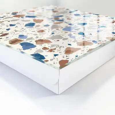Mozaïek van steen met blauwe accenten