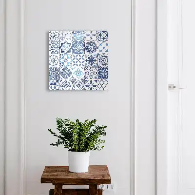 Blauwe tegels met unieke patronen