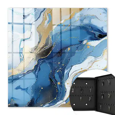 Abstract kunstwerk met een kleurrijke werveling in blauw en geel