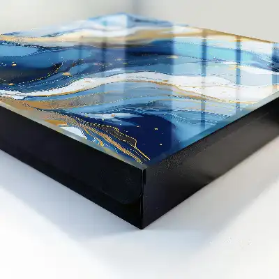Abstract kunstwerk met een kleurrijke werveling in blauw en geel