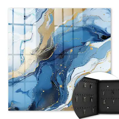 Abstract kunstwerk met een kleurrijke werveling in blauw en geel
