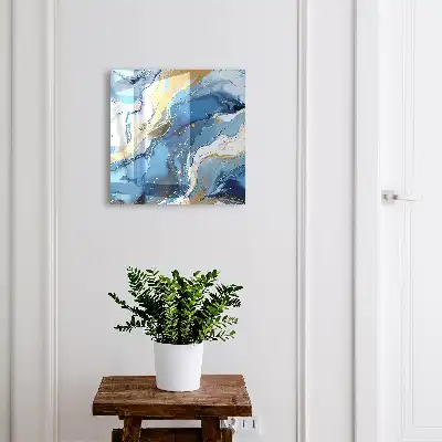 Abstract kunstwerk met een kleurrijke werveling in blauw en geel