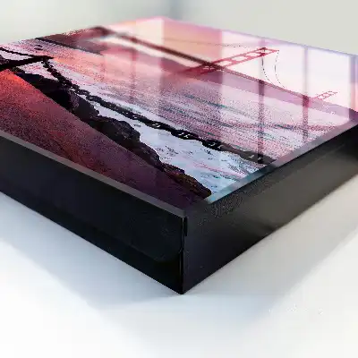 De stadsbrug in roze kleuren