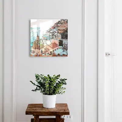 Muurdecoratie met een uitzicht op de blauwe Middellandse Zee