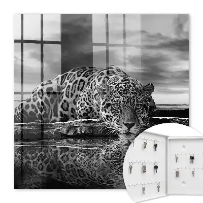 Jaguars in het water zwart-wit contrast