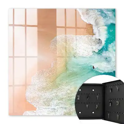 Turquoise strandgolven in beweging