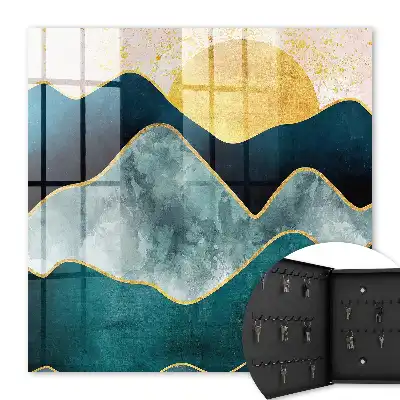 Abstracte afbeelding van bergtoppen bij zonsondergang