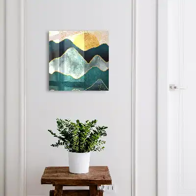 Abstracte afbeelding van bergtoppen bij zonsondergang