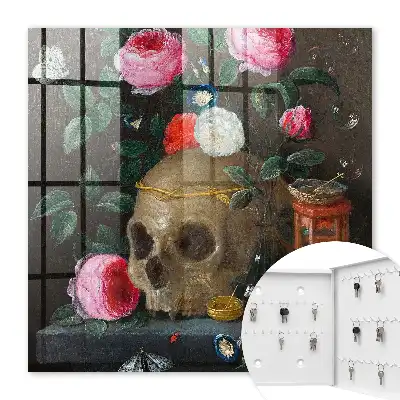 Schedel met bloemen als evenwichtige compositie