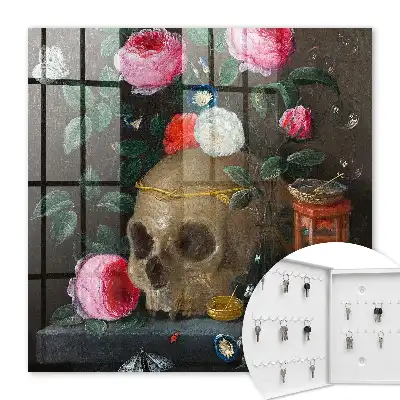 Schedel met bloemen als evenwichtige compositie