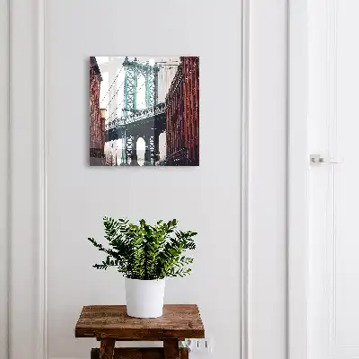 Stadsbrug van baksteen met omliggende gebouwen