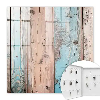 Houten decoratie in pastelkleuren