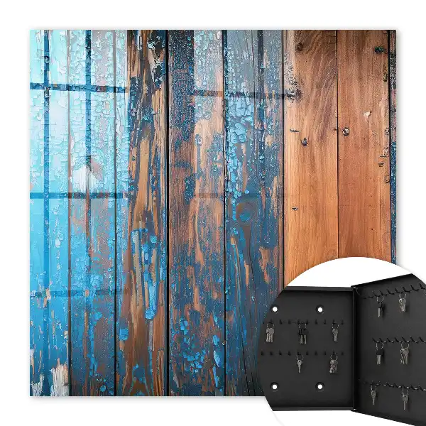 Houtstructuur met blauwe verf
