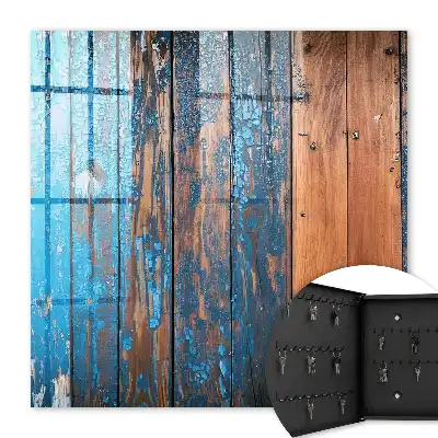 Houtstructuur met blauwe verf