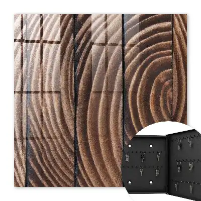 Houten wanddecoratie met golvend patroon in warme tinten
