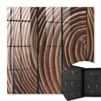 Houten wanddecoratie met golvend patroon in warme tinten