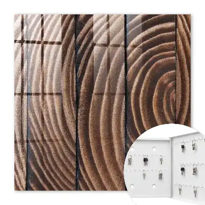 Houten wanddecoratie met golvend patroon in warme tinten