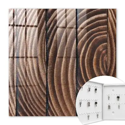 Houten wanddecoratie met golvend patroon in warme tinten