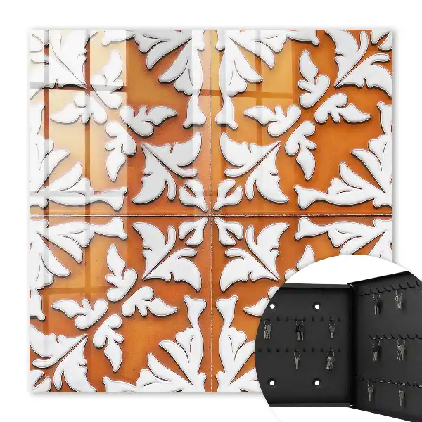 Behang met oranje plantenmotief