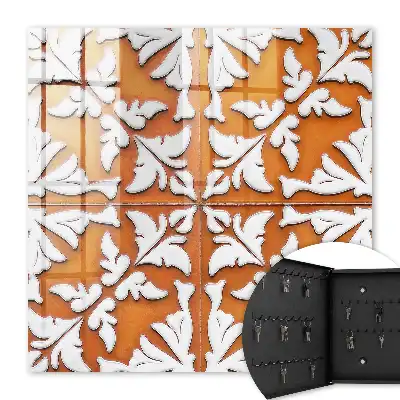 Behang met oranje plantenmotief