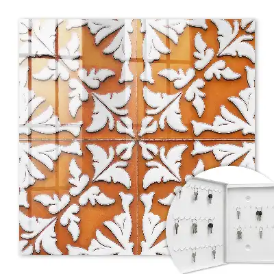 Behang met oranje plantenmotief