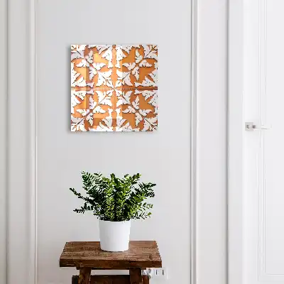 Behang met oranje plantenmotief