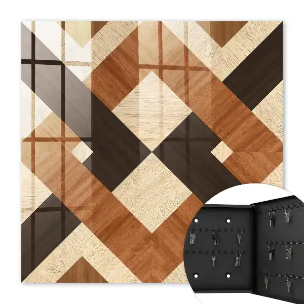 Moderne wanddecoratie met geometrisch patroon in bruin en zwart