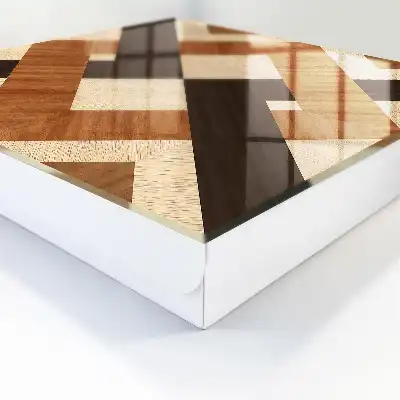 Moderne wanddecoratie met geometrisch patroon in bruin en zwart