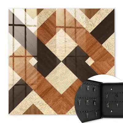 Moderne wanddecoratie met geometrisch patroon in bruin en zwart