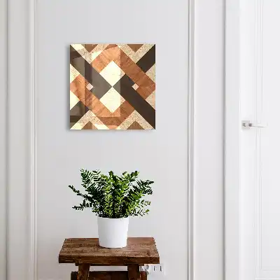 Moderne wanddecoratie met geometrisch patroon in bruin en zwart