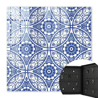 Behang met blauwe geometrische mozaïekmotieven