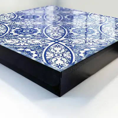 Behang met blauwe geometrische mozaïekmotieven