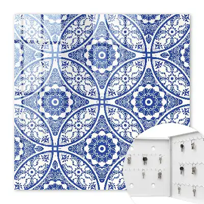 Behang met blauwe geometrische mozaïekmotieven