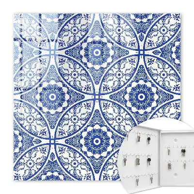 Behang met blauwe geometrische mozaïekmotieven