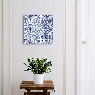 Behang met blauwe geometrische mozaïekmotieven