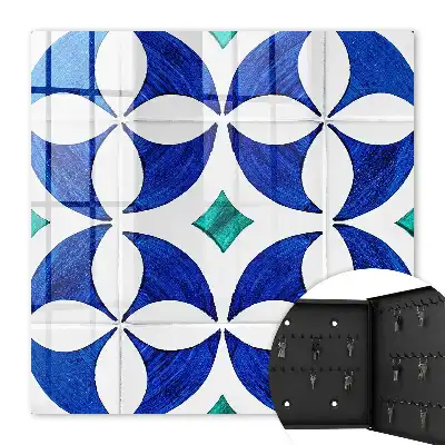 Geometrisch motief in blauwgroene tinten