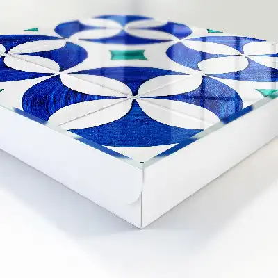 Geometrisch motief in blauwgroene tinten