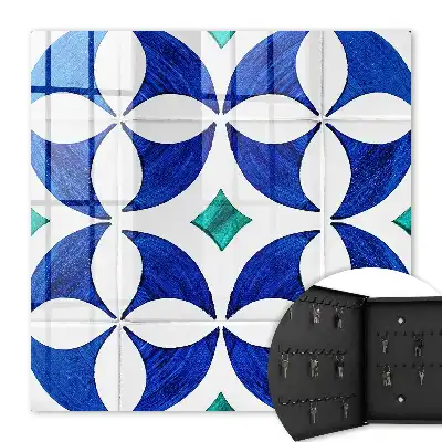 Geometrisch motief in blauwgroene tinten