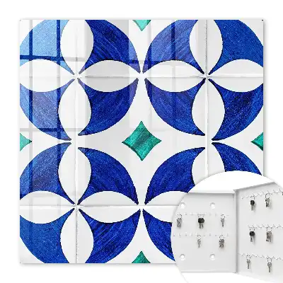 Geometrisch motief in blauwgroene tinten