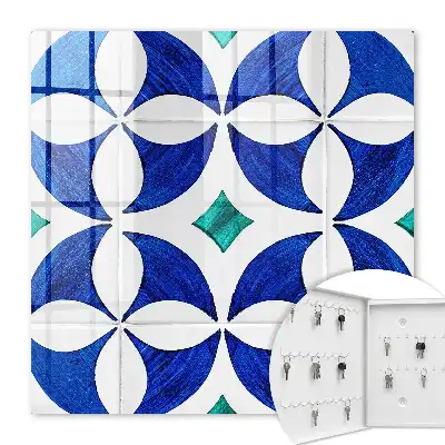 Geometrisch motief in blauwgroene tinten