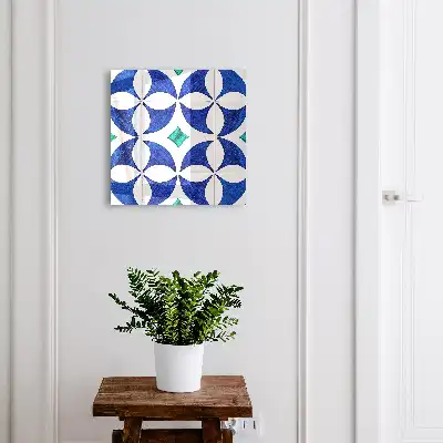Geometrisch motief in blauwgroene tinten