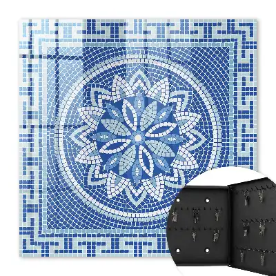 Blauwe mozaïek met bloemenpatroon