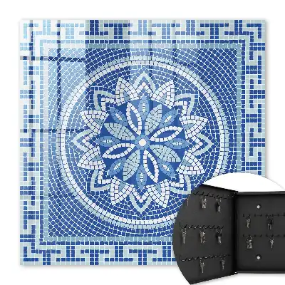 Blauwe mozaïek met bloemenpatroon