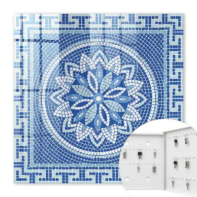 Blauwe mozaïek met bloemenpatroon