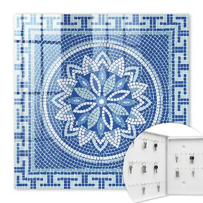 Blauwe mozaïek met bloemenpatroon