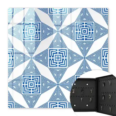 Geometrisch patroon met blauwe vierkanten